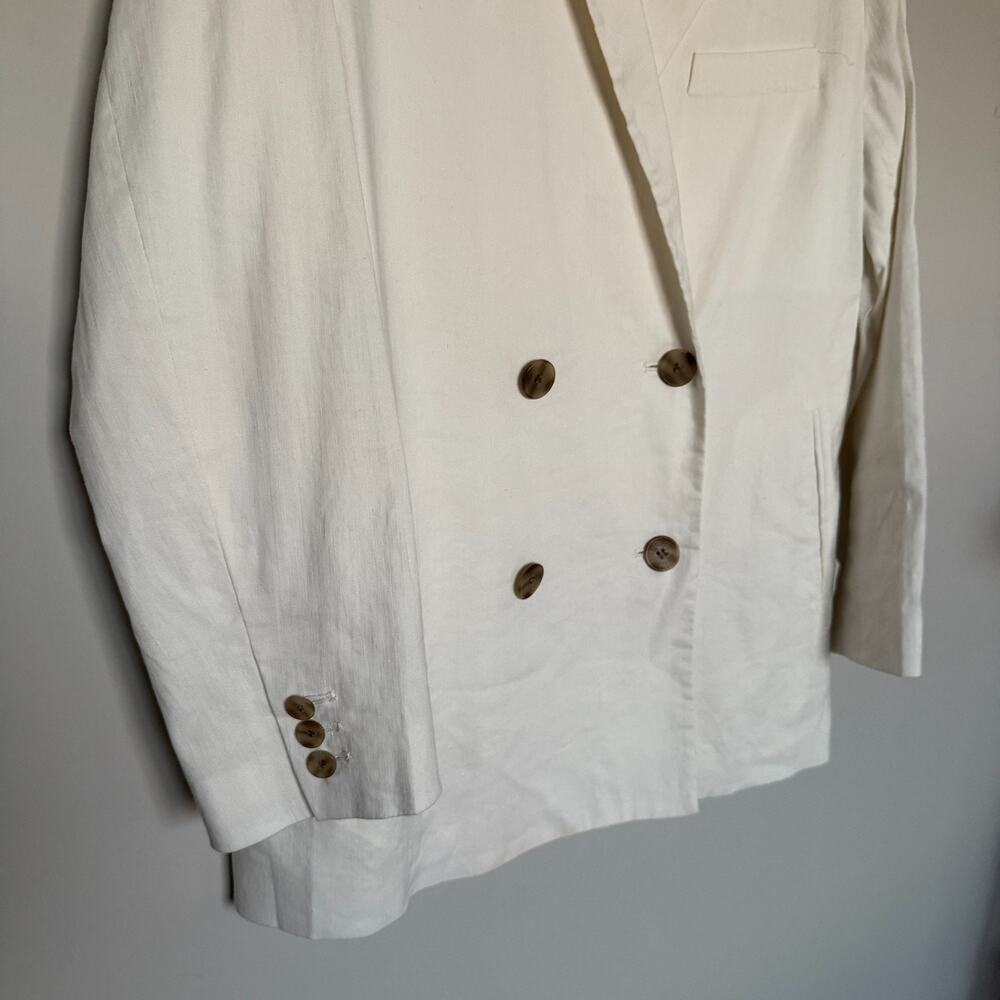 Jenni Kayne Womens Linen Keaton Blazer Jacket 10 White Quiet Luxury Old Money - Picture 4 of 9
